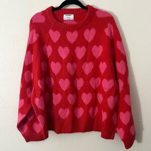 Old Navy Red and Pink Heart Sweater - XXL Tall